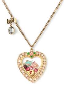 Betsey Johnson Clear Heart Pendant Necklace  