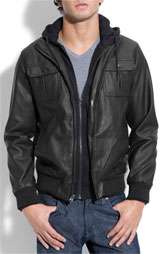 Obey Rapture Trim Fit Layered Faux Leather Jacket $130.00