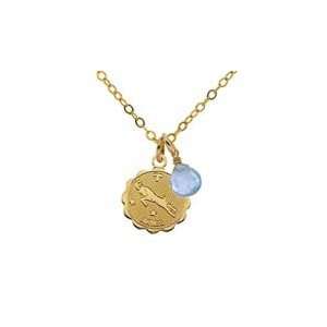 Christina 14K Gold Fill Aquamarine Necklace Customizable Zodiac Charm 