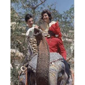 First Lady Jackie Kennedy and Sister Lee Radziwill Riding an Elephant 