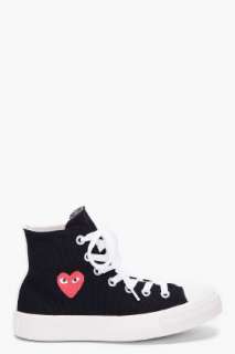 Play Comme Des Garçons Black Red Heart High Top Sneakers for women 