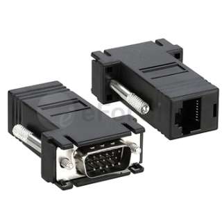 Black VGA Extender Adapter To CAT5/CAT6/RJ45 Cable  
