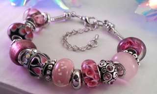 THE COUNTRY HORSE European Style Bracelet Murano Glass Beads PINK PINK 