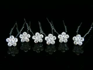Bridal Party Wedding Veil Crystal Flower Hair Pins  