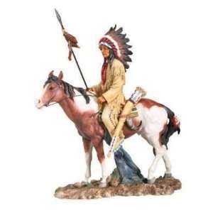  Tecumseh   Indian On Horse   Collectible Figurine Statue 