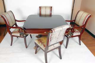 Rosewood Game Table And Four Chairs Set  