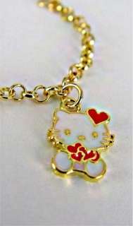 Set Earrings Gold 18k GF Hello Kitty Bracelet Infants Kids Girl 