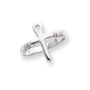  Sterling Silver Ankh (Egyptian) Cross Ring   Size 7 West 