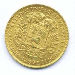 VENEZUELA monedas de oro de 1889 100 Bolivares Restrike
