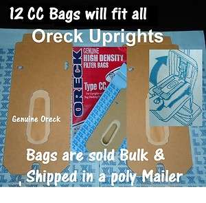 12 Genuine Oreck XL CC Upright Vacuum Cleaner Bags  