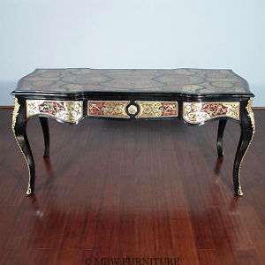 French Style Black Boulle Office Desk Writing Table w/ Ormolu MBWE516 