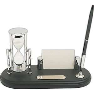  3 Minute Hourglass Sand Timer w/ Pen & Card Holder on 