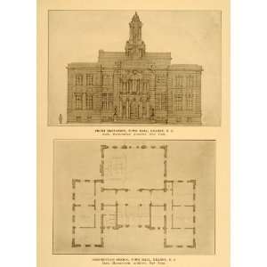  1909 Town Hall Kearny NJ Floor Plan A. Mackintosh Print 