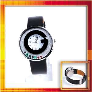   Black G Form Dial Black Adjustable Imitation Leather Strap Wrist Watch