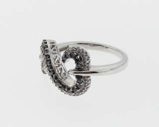 Open Hearts by Jane Seymour Black White Diamonds 14k White Gold Ring 
