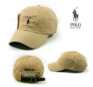 Polo Baseball Cap Golf Tennis Casual Beige Color with Dark Blue Small 