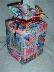 RED HAT COTTON FABRIC TISSUE BOX COVER OR GIFT BAG  