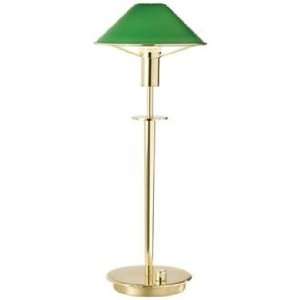    Holtkoetter Polished Brass Green Glass Desk Lamp
