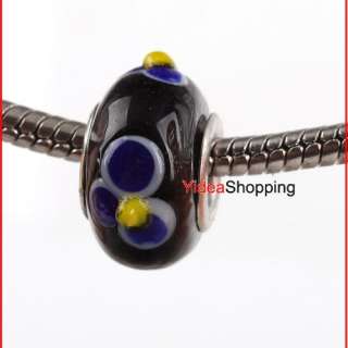 Assorted Large Hole Glass Lampwork European Charm Beads Hole 5mm 