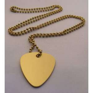  Guitar Pick Dog Tag Necklace   30 Gold Ball Chain 