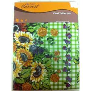   Harvest Vinyl Sunflower 52 x 90 inch Tablecloth