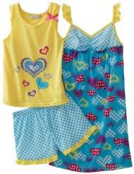 Komar Kids Girls 7 16 Jersey 3 Piece Hearts Pyjama Set