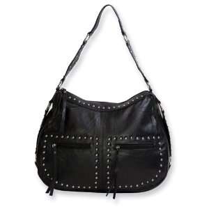  Black Leather Studded Hobo Bag Jewelry