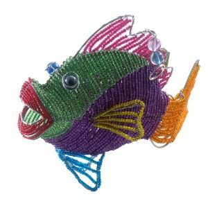  Tropical Kissy Fish Beaded Wire TiKi Sculpture