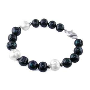   and White Ringed Freshwater Cultured Pearl Bracelet Honora Jewelry