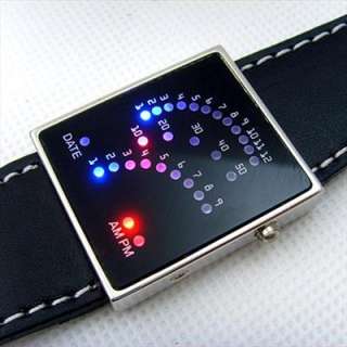 New Black Unique Style 29 Red&Blue LED Mens Lady Watch  