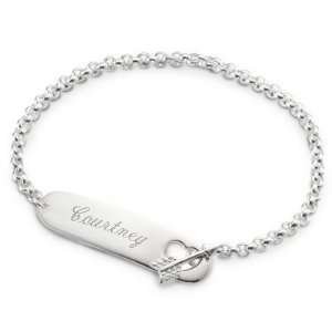  Personalized Sterling Silver Arrow Toggle Id Bracelet Gift 