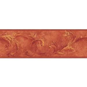  Indian Red Acanthus Leafs Wallpaper Border