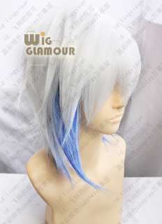AMNESIA IKKI White and Blue Medium Anime Cosplay Hair Wig  