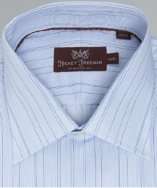 Hickey Freeman blue thin stripe cotton spread collar dress shirt style 