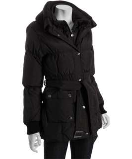 Betsey Johnson black double collar belted puffer jacket