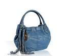 juicy couture blue leather free style tassel shoulder bag