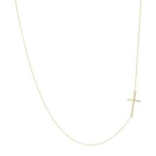 Mizuki 14k Cable Chain Necklace With Side Cross Charm, 18 