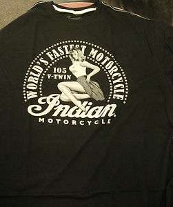 Indian Motorcycle Bomber Girl T Shirt w/Pin up Girl Betty Gray 