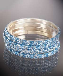 Chamak by Priya Kakkar set of 4   aquamarine and silver crystal 