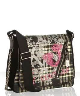 Juicy Couture black plaid canvas logo messenger bag   up to 70 