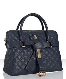 style #312992101 dark petrol quilted leather Bruna top handle bag