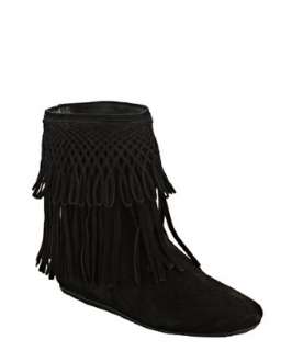 Christian Dior black suede Fringe flat ankle boots  BLUEFLY up to 