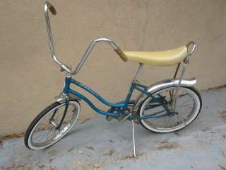 vintage blue Schwinn Stingray bike, all original except NEW tires 