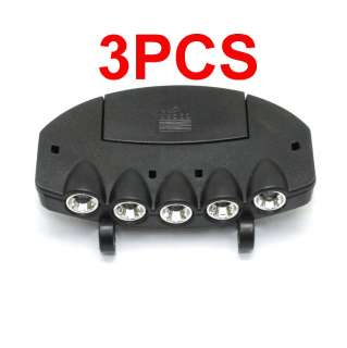 3PCS Outdoor Hands free 5 LED Cap Light Hat Visor Torch  