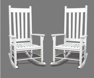   Outdoor / Indoor Traditional White Finish Wood Patio Rocking Chairs