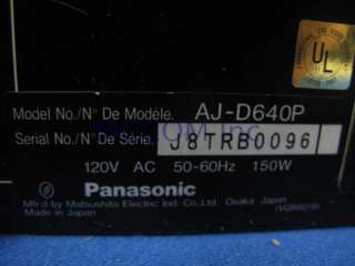 Panasonic AJ D640 DVC Pro Player/ Recorder w/ 721 tape  