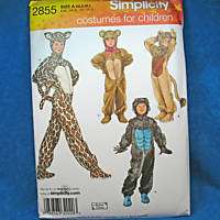   2855 Bear Lion Monkey Costume Pattern XS L 039363320203  