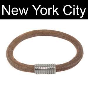   Brown Braided Leather Bracelet Stainless Steel Magnetic Lock B0077BRN