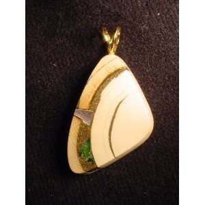  Mammoth Fossil Ivory with 14 Kt. Gold Bail and Stone Inlay 