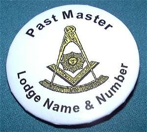 Masonic Lodge Past Master Pin Back Buttons 6 in a set  